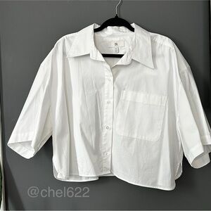 Banana Republic The Boxy Crop Short-Sleeve Buttondown Shirt